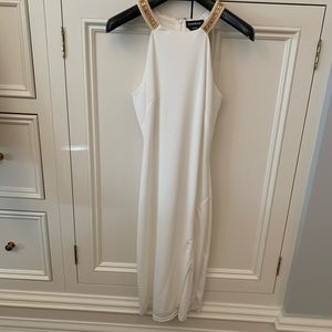 Bebe Gold Collar Halter Dress